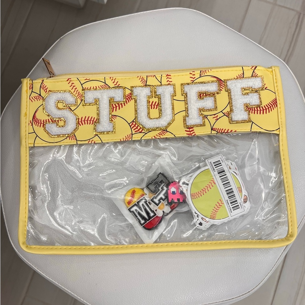 Softball clear zipper “STUFF” pouch
